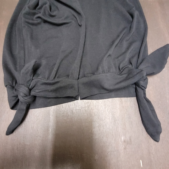 Loft Beach Black Jersey Knit V Neck Tie Cuff Jogger Jumpsuit Coverup S - Picture 10 of 13